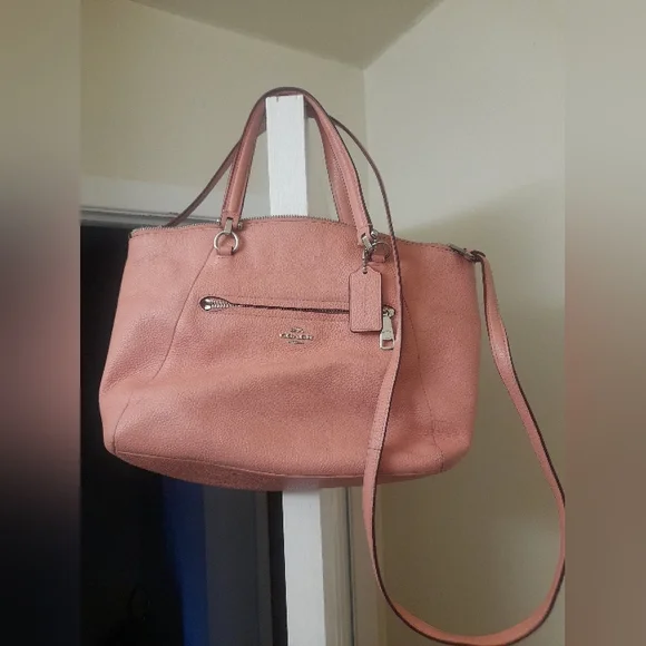 COACH 34340 PRAIRIE SATCHEL PEBBLE LEATHER Crossbody BAG In Coral - Picture 14 of 15